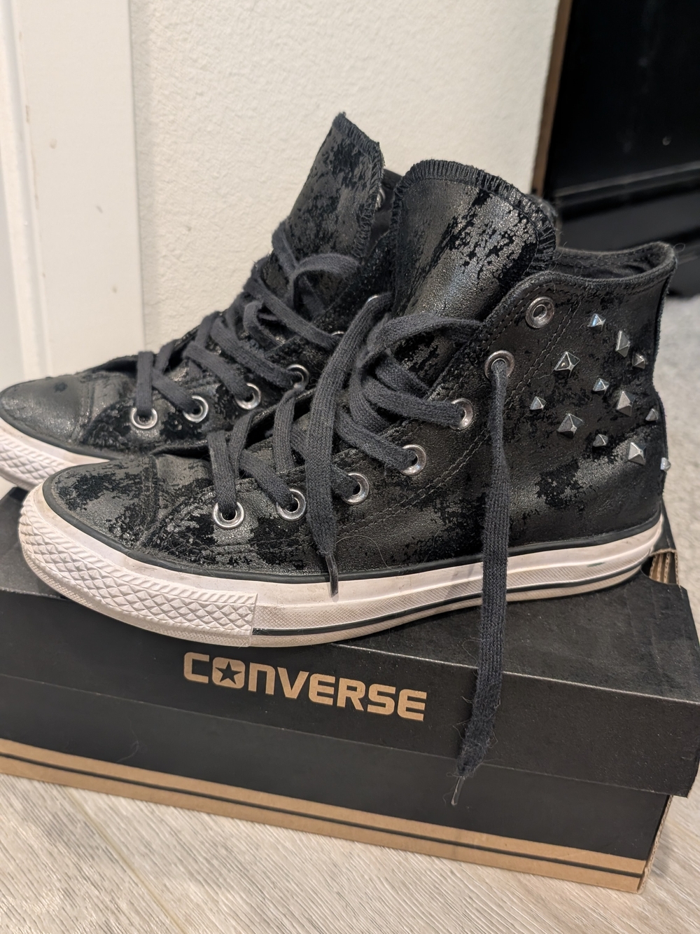 Converse Women’s Black High-Top Studded Sneakers